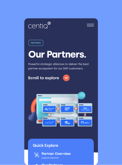 Shows the Centiq site- 'Our partners' page