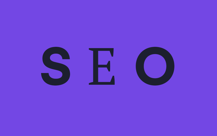 The letters S E O in a mixture of fonts on a blue background