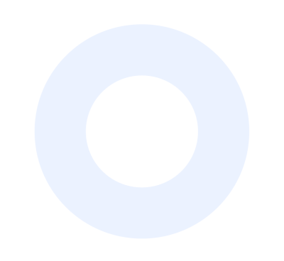 An off-white blue circle with hollow centre