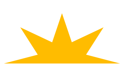 A yellow spikey star shape with flat base