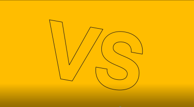 A yellow background with 'vs' in black outline in the centre