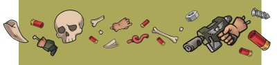 floating bullets, bones, screws and teef